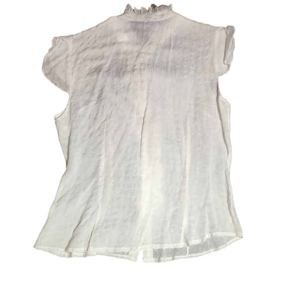 White ruffled button down top - Picture 3 of 3